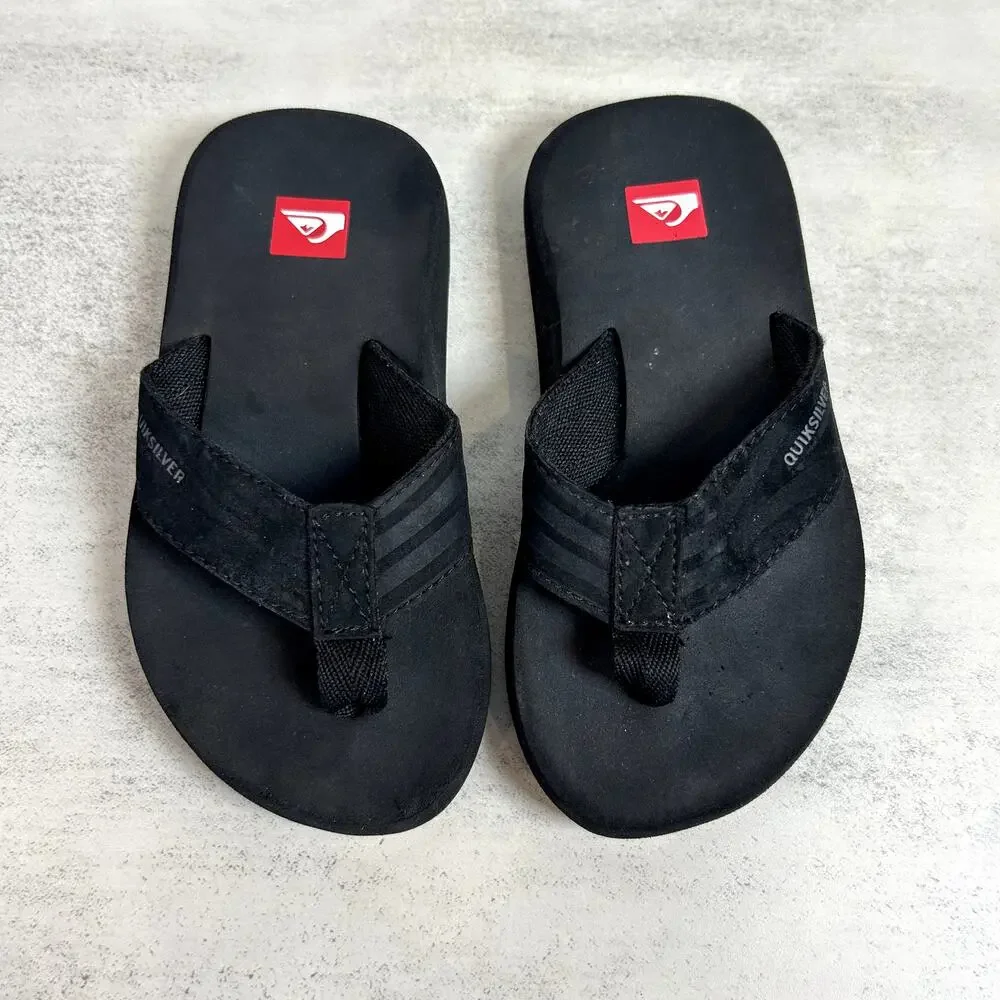 Quicksilver Kids Black Flip Flops US Kid's 10 Open Toe Slip On Casual Everyday